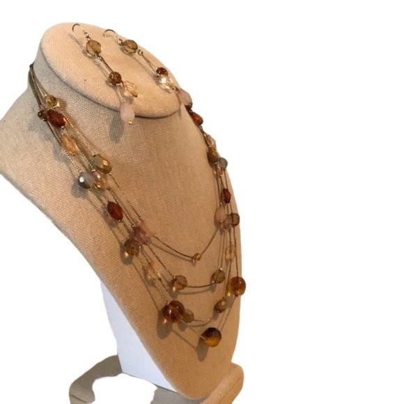 Vintage Four Strand Beaded Necklace and Earrings - Picture 4 of 6